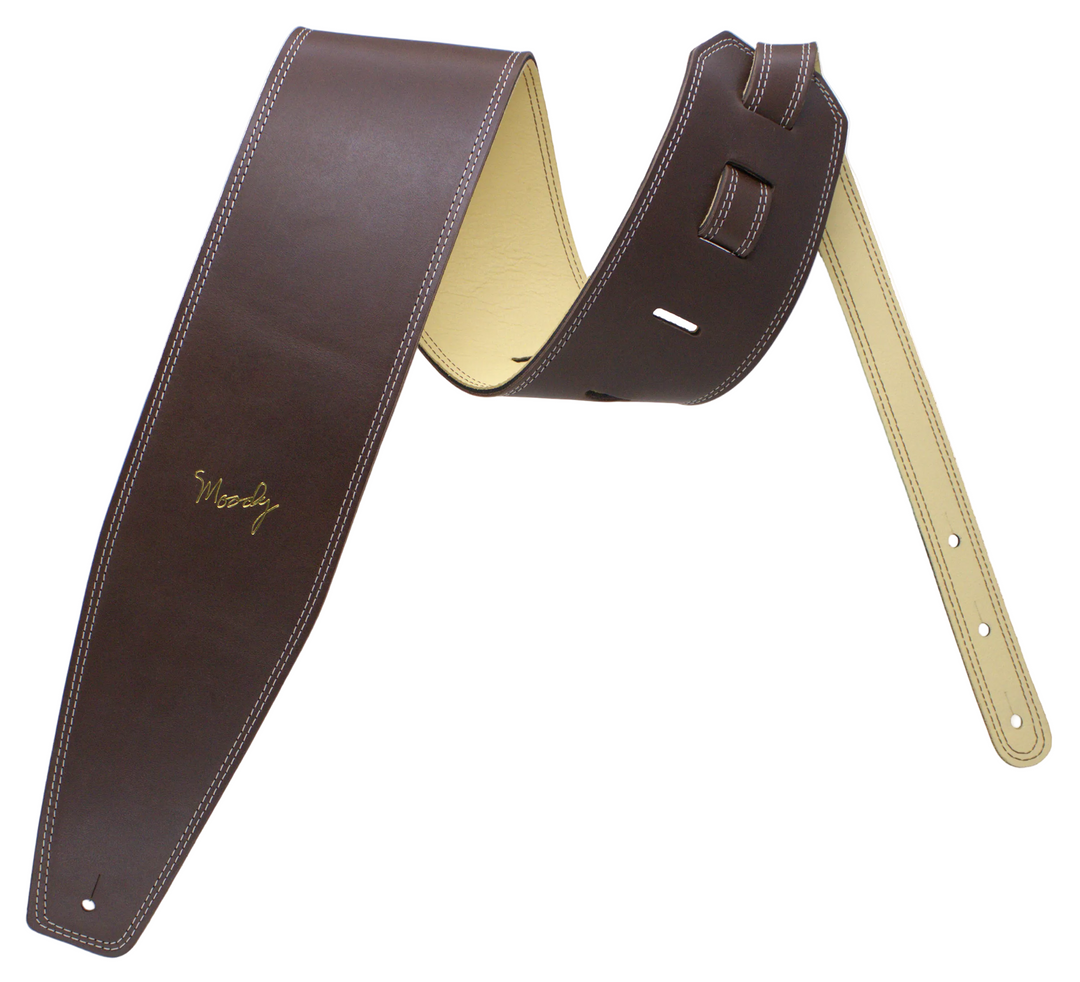 4.0" Leather Backed Guitar Strap - Brown/Cream