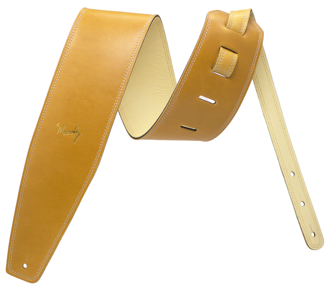 4.0" Leather Backed Guitar Strap - Camel/Cream