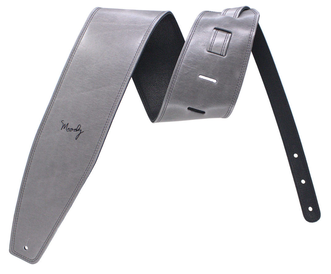4.0" Leather Backed Guitar Strap - Gray/Black