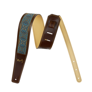 2.5" - Hippie Series - Leather Backed Guitar Strap - Brown/Cream