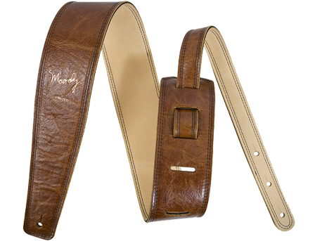 2.5 Distressed Leather Backed Guitar Strap - Brown/Cream