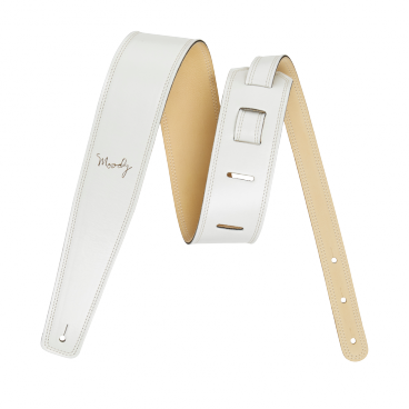 2.5" Leather Backed Guitar Strap - White/Cream