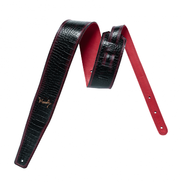 2.5 - Hippie Series - Leather Backed Guitar Strap - Red/Black
